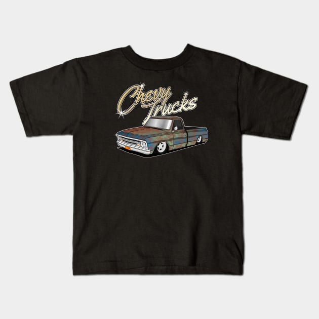 Chevy trucks Kids T-Shirt by small alley co